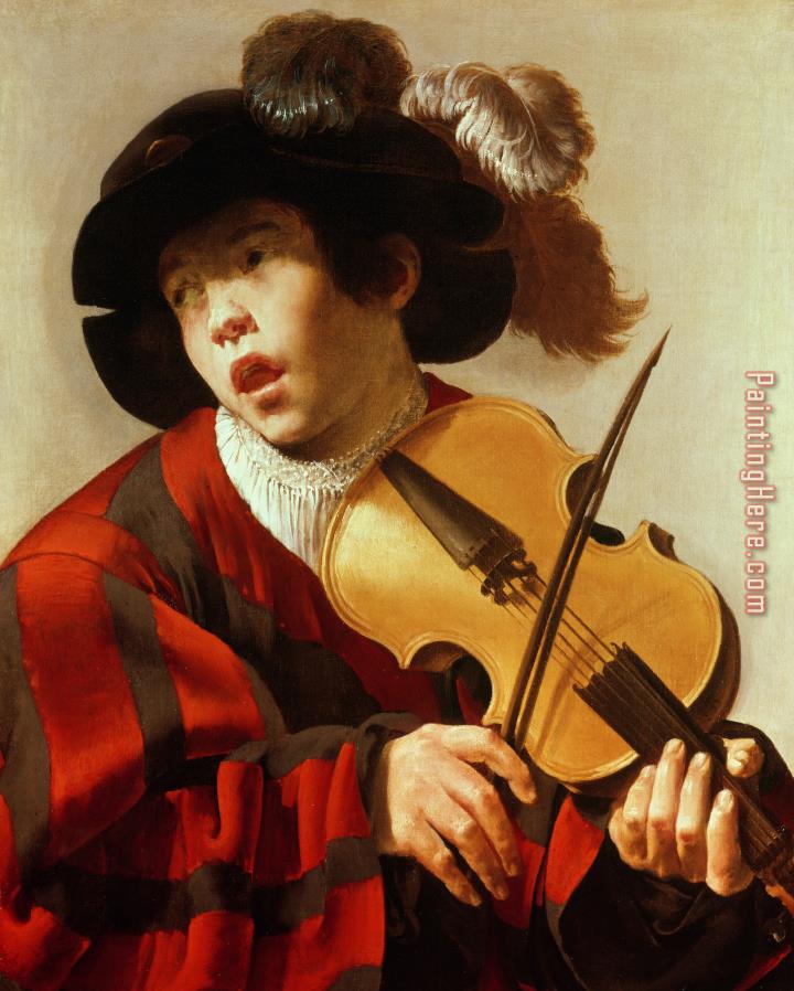Hendrick Ter Brugghen Boy Playing Stringed Instrument and Singing